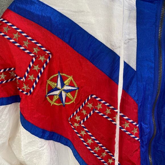 Vintage Track Jacket Small Zip Up Patriotic USA Nautical Coastal 80s - Picture 9 of 14